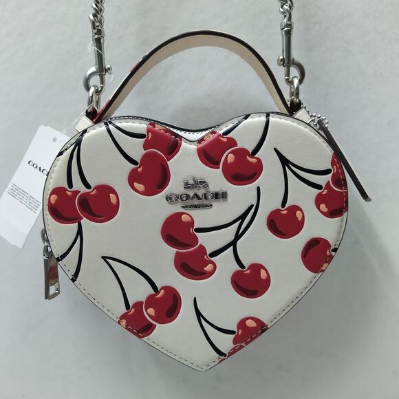 Coach Heart Multicolor Leather Cherry Printed Crossbody Bag - NWT $392